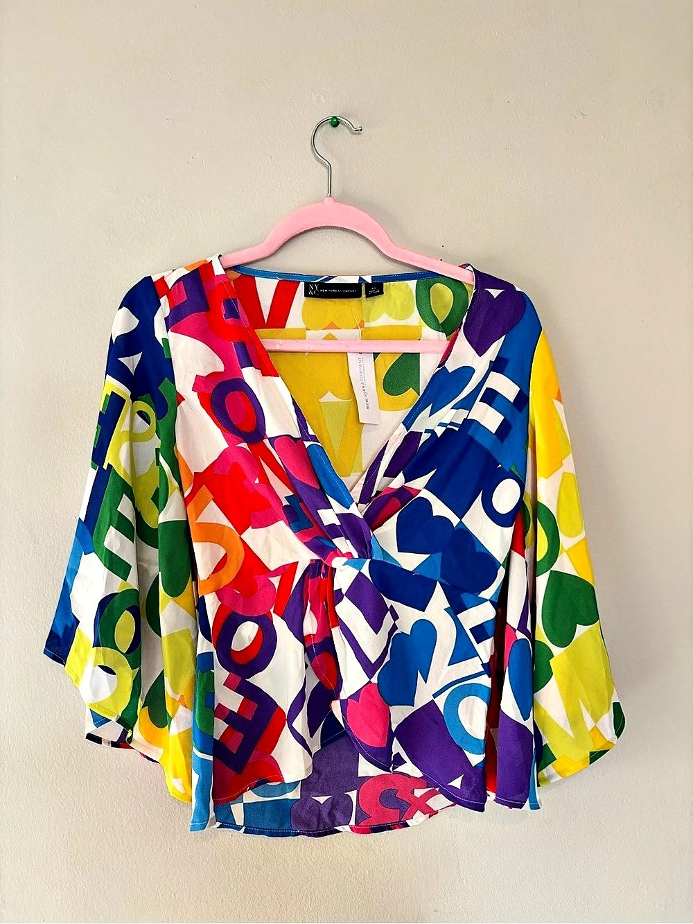 NY & Company Multicolor Geometric Blouse Size XS NWT